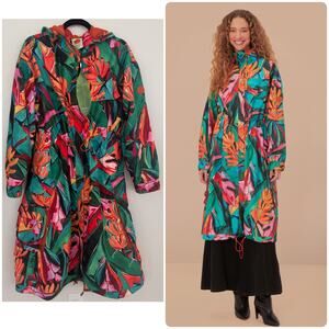Farm Rio Green Banana Foliage Maxi Raincoat